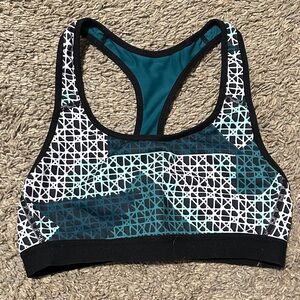 Green/Teal Patterned Sports Bra